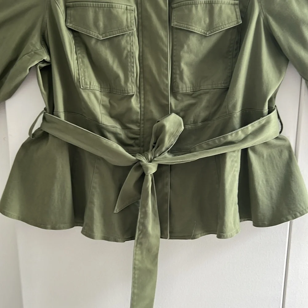 2. Lane Bryant Woman’s Jacket with Peplum waist, zip and snap closure, and belt - Picture 5 of 16